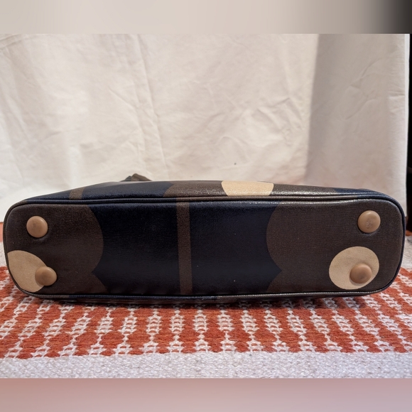 Orla Kiely Coated Canvas Cotton Waxed Purse top handle floral stems leather - Picture 4 of 7